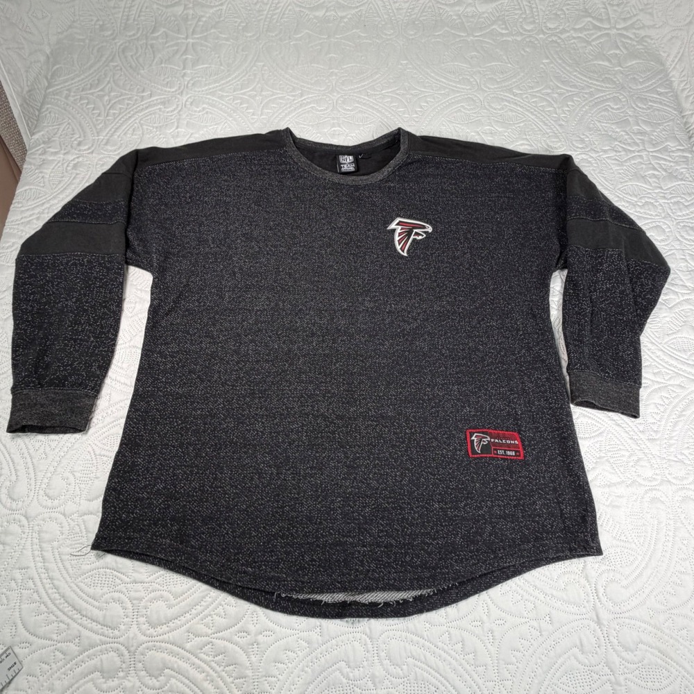 NFL Team Apparel Atlanta Falcons Long Sleeve Shirt Charcoal Gray Womens‎ Large